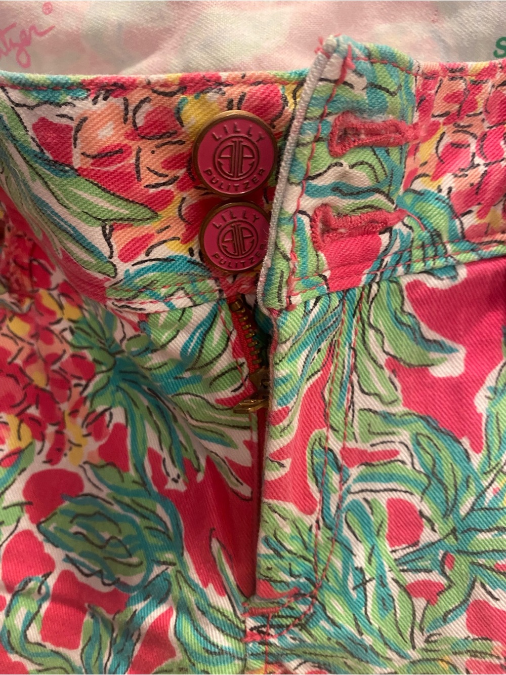 Lilly Pulitzer Floral Straight Leg Jeans in Pink, Green and Yellow - Picture 5 of 6